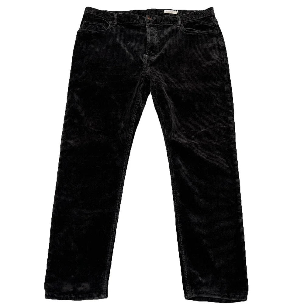 AllSaints Dean Black Grey Corduroy Pants Mens 36(Measures 36x26) Slim Crop